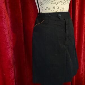 RALPH LAREN Black  Denim Skirt with Leather Detail Size 14P